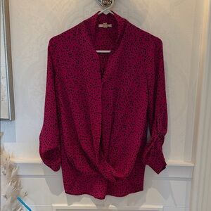 Pleione Fuchsia and Black Dotted Blouse